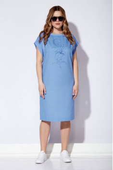 Льняное платье Viola Style 01040 голубой
