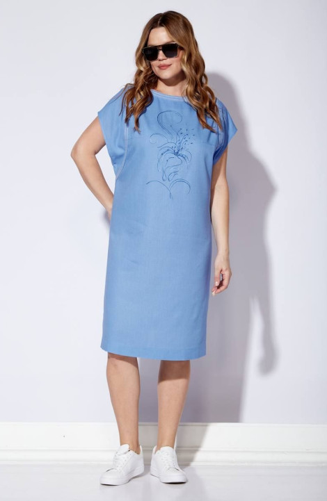 Льняное платье Viola Style 01040 голубой