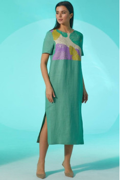 Льняное платье Faufilure С1453 зеленый