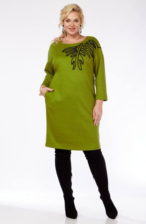 Трикотажное платье SVT-fashion 587 олива