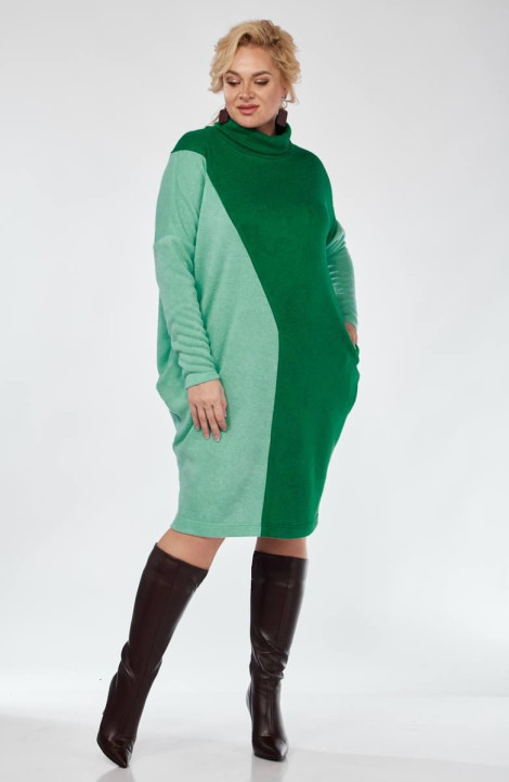 Трикотажное платье Anastasia 1041 зеленый/лед