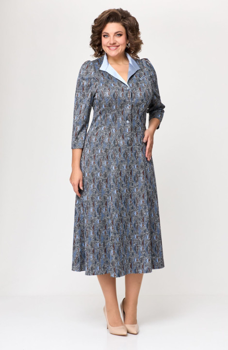 Трикотажное платье ELVIRA 103-5 голубой