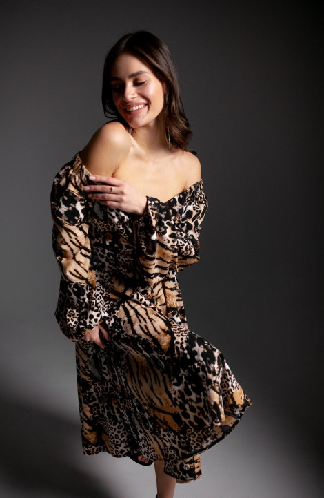 Платье Krasa М244-23 тигровый_леопард