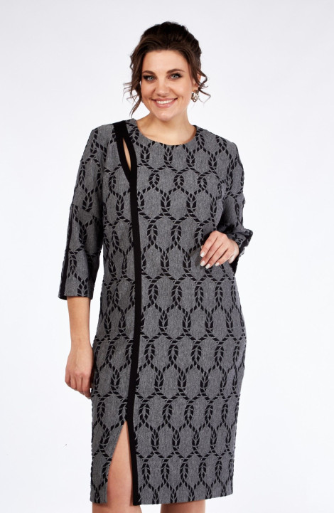 Трикотажное платье Элль-стиль 2266 графит/черный_принт