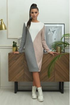 Платье Galean Style 807.1 серый+розовый