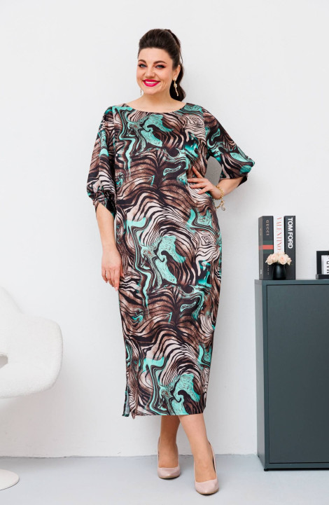 Платье Romanovich Style 1-2442 коричневый/бирюза