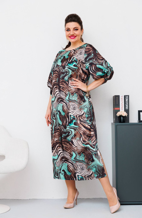 Платье Romanovich Style 1-2442 коричневый/бирюза