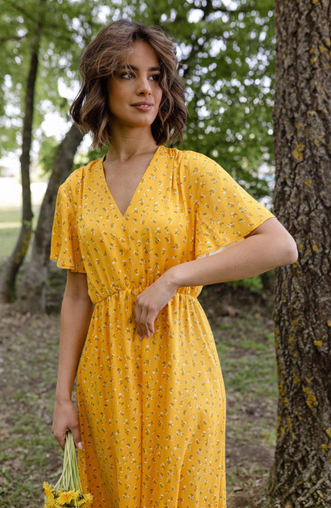 Платье Krasa М338/1-24 желтый_ цветы