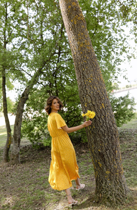 Платье Krasa М338/1-24 желтый_ цветы