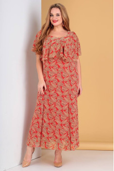 Шифоновое платье Liona Style 485 красный