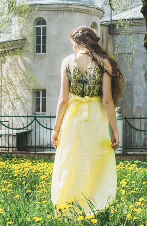Льняное платье Pavlova 006 желтый