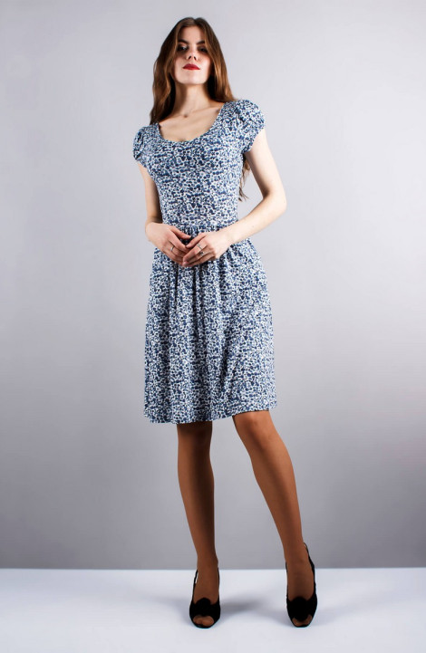 Трикотажное платье Mita ЖМ721 белый+синий
