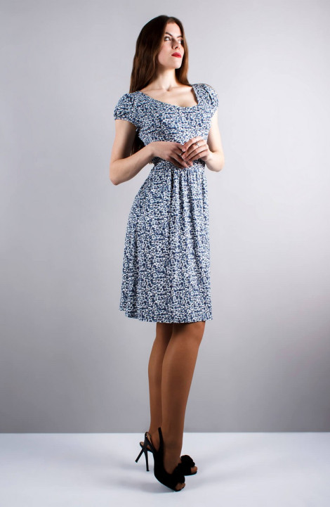 Трикотажное платье Mita ЖМ721 белый+синий