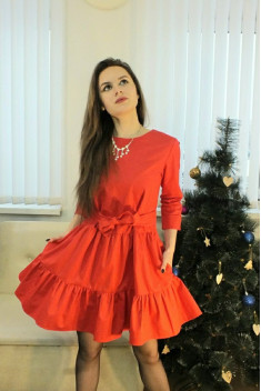 Хлопковое платье Lady Smile 1017-6 красный