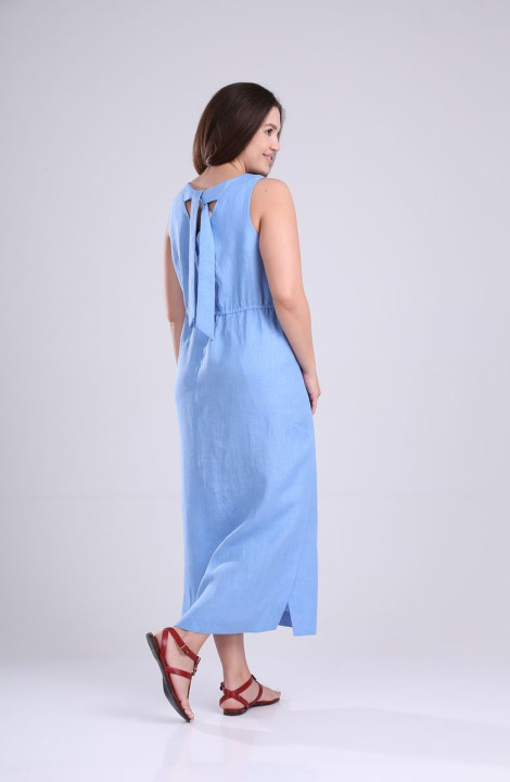 Льняное платье MALI 421-054 голубой