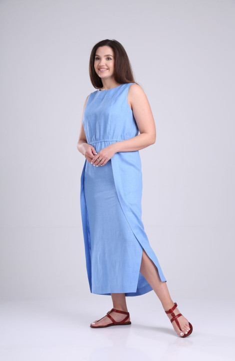 Льняное платье MALI 421-054 голубой