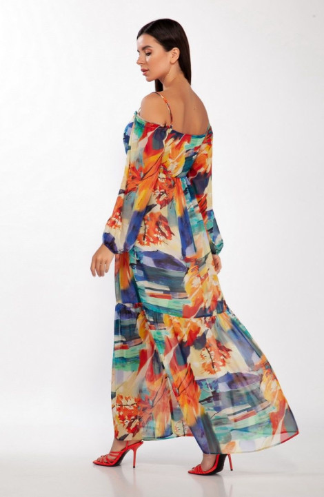 Льняное платье LaKona 1380 терракот-синий