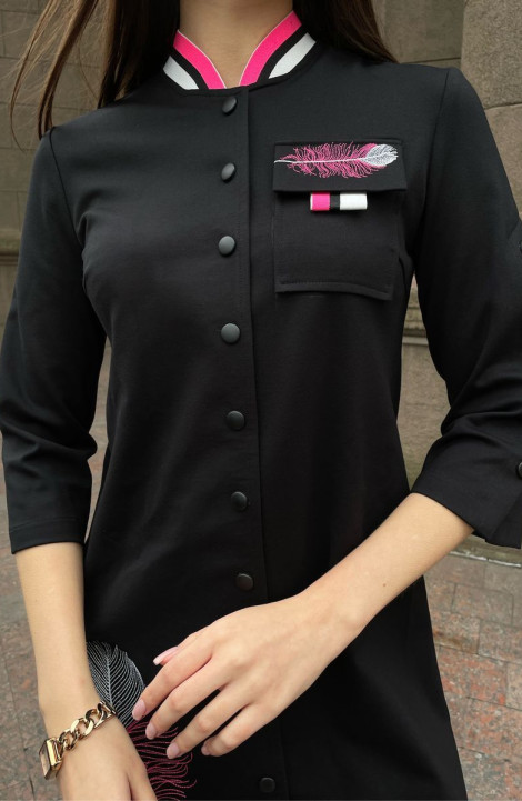 Трикотажное платье USOVA 0058(П) черный/розовый
