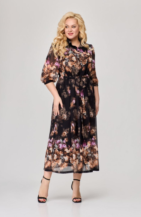 Шифоновое платье Svetlana-Style 1778 черный+цветы