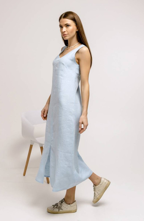 Льняное платье Romgil 124ЛЛТК бледно-голубой