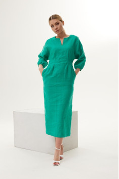 Льняное платье DAVA 148 зеленый