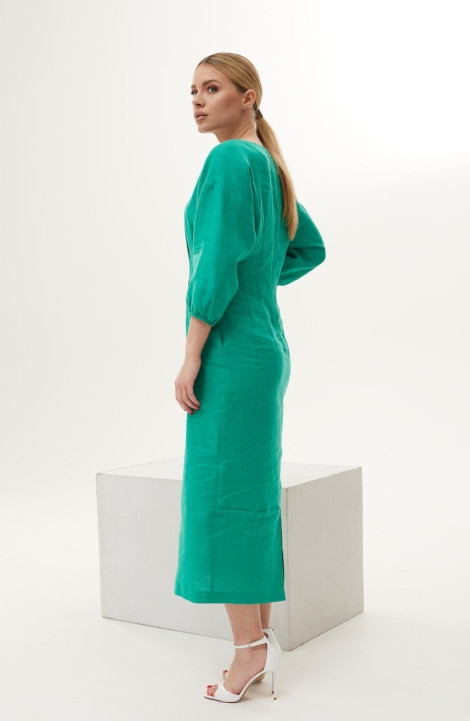 Льняное платье DAVA 148 зеленый