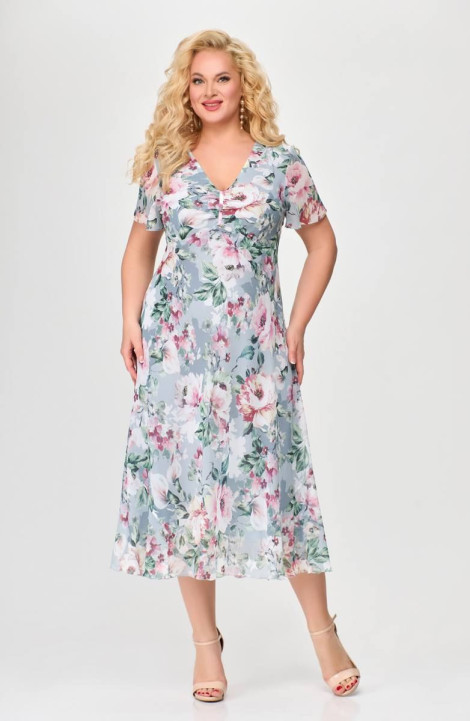 Шифоновое платье Slaviaelit 428-1 серо-розовый