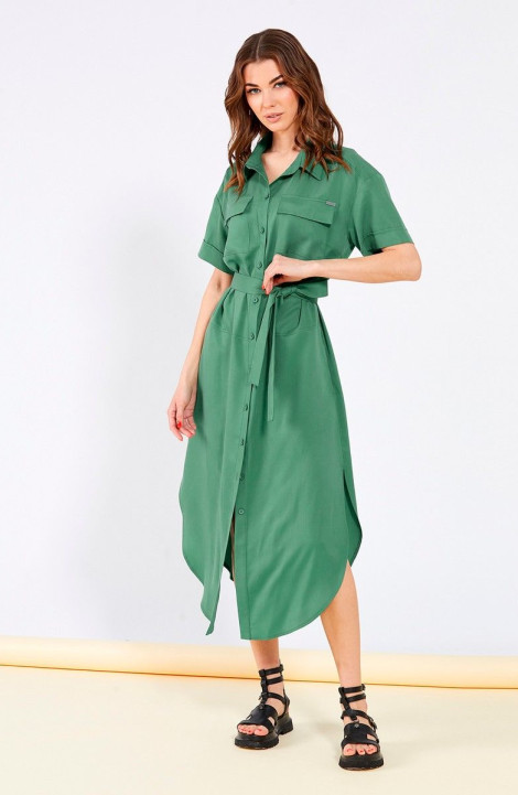 Хлопковое платье Butеr 2623 зеленый