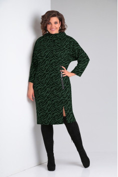 Трикотажное платье VOLNA 1315 темно-зеленый