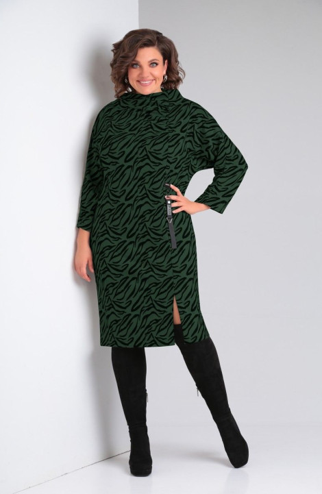 Трикотажное платье VOLNA 1315 темно-зеленый
