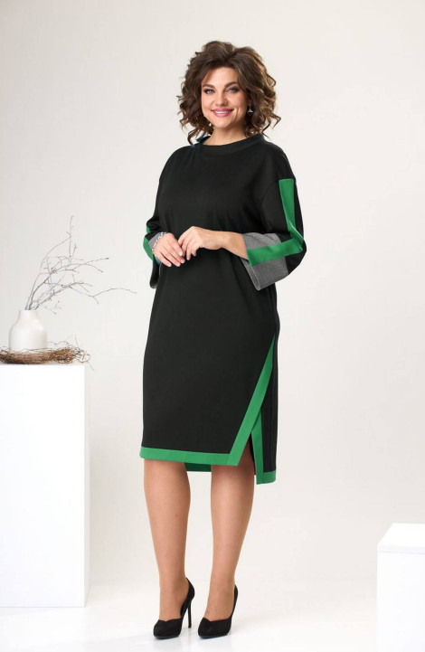 Трикотажное платье Romanovich Style 1-2465 черный/зеленый