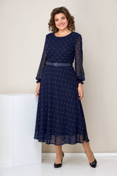 Шифоновое платье Moda Versal П2360 темно-синий-горох