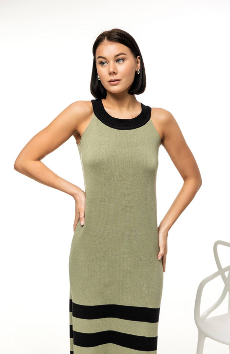 Платье Romgil РВ0041-ХЛ4 серо-зеленый,черный