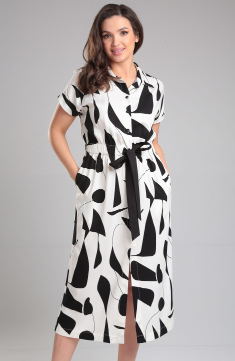 Платье LeNata 16411 черно-молочный