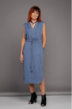 Платье с поясом Соджи 405 светло-синий