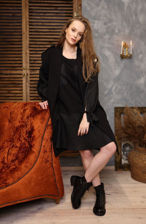 Льняное платье АМУЛЕТ 9616 черный