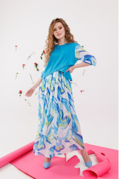 Трикотажное платье NikVa 276-12 голубой