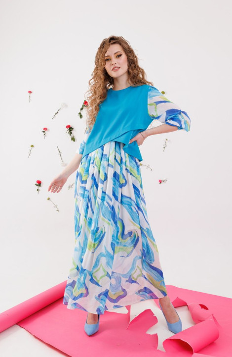Трикотажное платье NikVa 276-12 голубой
