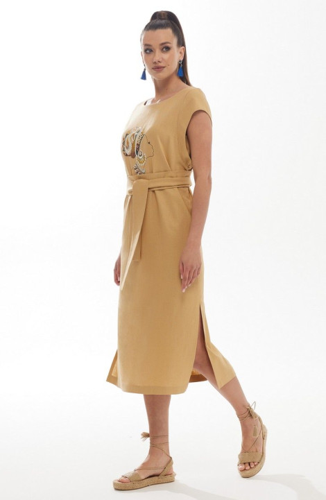 Льняное платье Galean Style 802 песочный