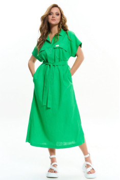 Льняное платье AVE RARA 5030 малахитовый зеленый