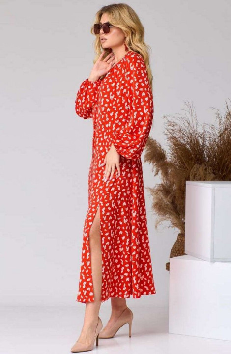 Платье EVA GRANT 158 красный+принт