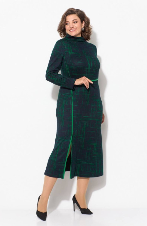 Трикотажное платье Koketka i K 1087 черный+зеленый