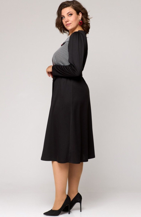 Трикотажное платье EVA GRANT 7177 черный+гусиная_лапка