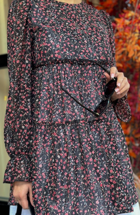 Шифоновое платье THE.WOMAN 0067 черный-розовый