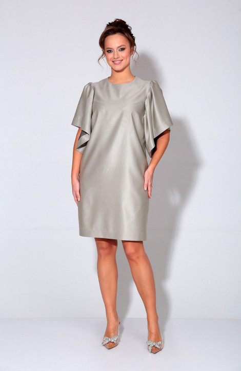 Платье Liona Style 870 бежево-серебристый