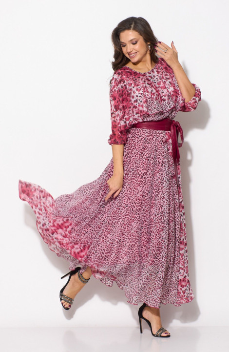 Шифоновое платье Anastasia 1065 розовый(принт_лоепард)