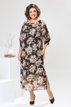Платье Romanovich Style 1-2442 коричневые_цветы