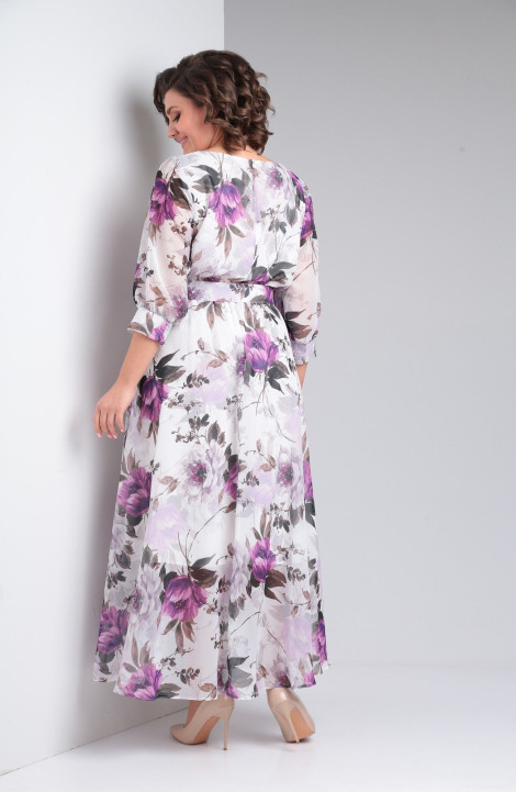 Шифоновое платье Pocherk 1-026 бело-фиолетовый