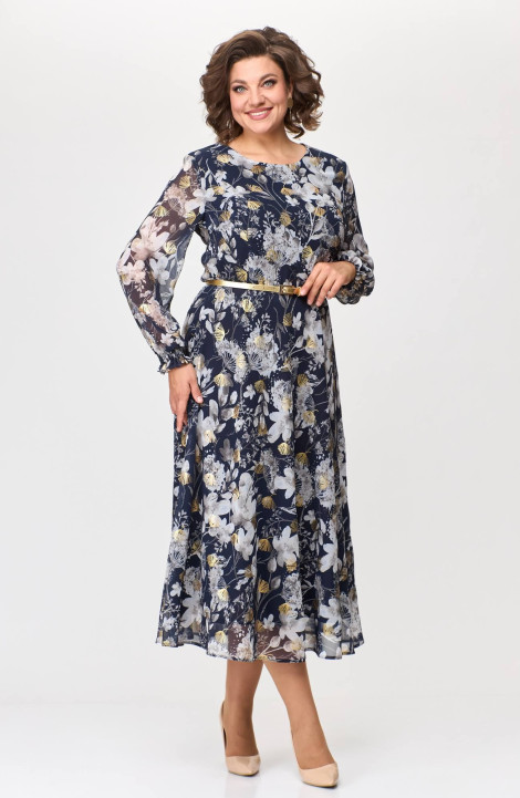 Шифоновое платье Moda Versal П2360 темно-синий-золото