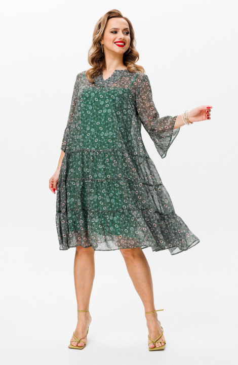 Платье Anastasia 1093 зеленый(цветочный_принт)
